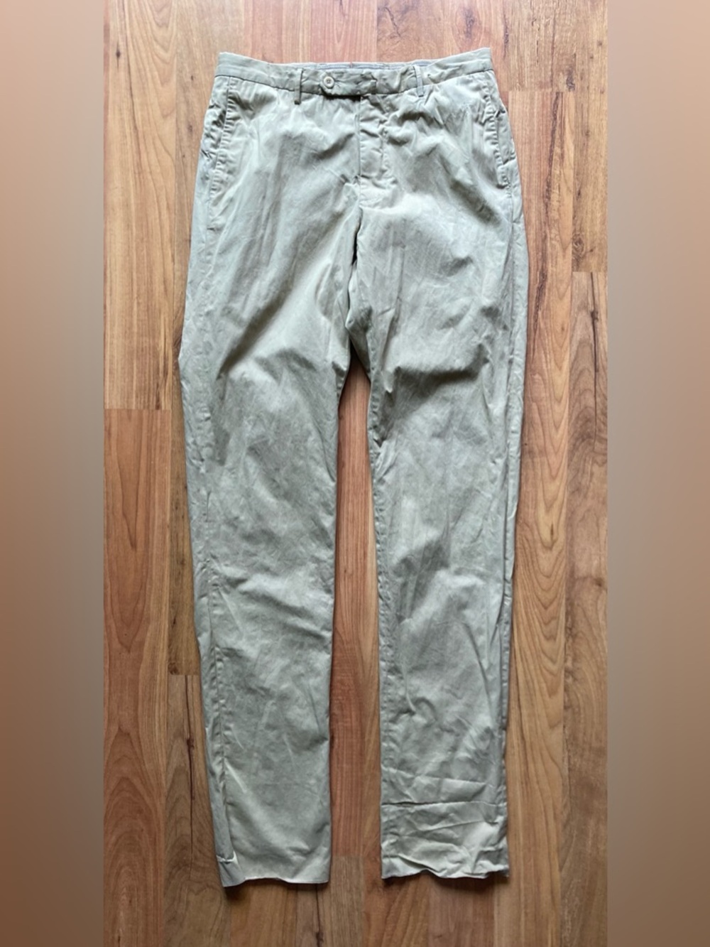 Incotex Slowear Classic Fit Beige Mens 32x37 Unhemmed Chino Pants Trousers